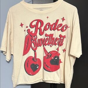 Cream Graphic Tee with Red Print